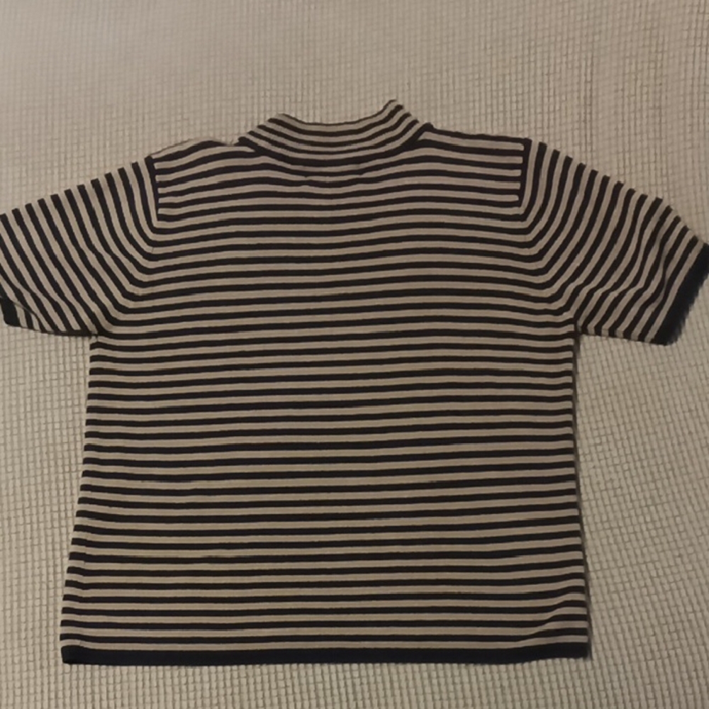 Sag Harbor Black and Tan Striped Blouse - Picture 2 of 3